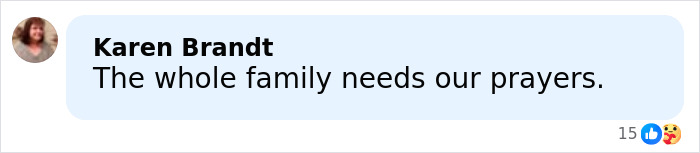 Comment from Karen Brandt expressing support and prayers for the family of trans mom Roberta Dorgan after Rhode Island hockey tragedy.