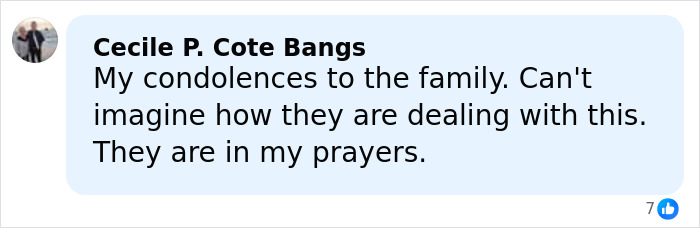 Comment expressing condolences to the family of trans mom Roberta Dorgan after Rhode Island hockey tragedy.