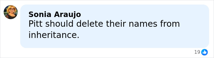 Comment discussing Brad Pitt's kid sending a brutal message about their relationship in mom's new movie.