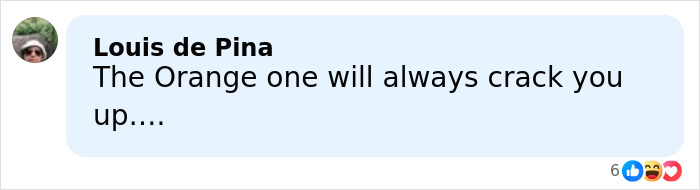 Comment from Louis de Pina joking about a public figure, shared in a social media thread discussing Bad Bunny Super Bowl 2026 halftime show.