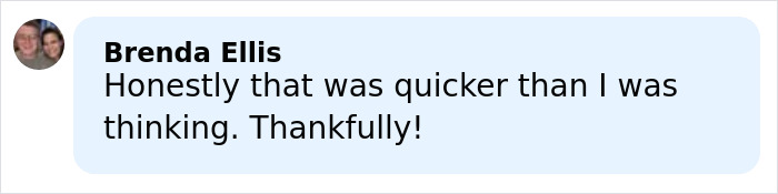 Screenshot of a Facebook comment by Brenda Ellis expressing relief about the quick return of four missing kids to their dad.