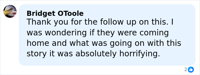 Comment from Bridget OToole expressing concern about four missing kids returned to dad after mom’s doomsday abduction.