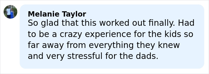 Facebook comment from Melanie Taylor expressing relief about four missing kids returned to their dad after mom’s doomsday abduction.