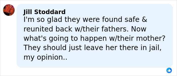 Comment expressing relief that four missing kids were found safe and reunited with their dad after abduction and orphanage stay.
