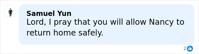 Social media comment praying for the safe return related to FBI reveal on ransom note for Savannah Guthrie's mom.