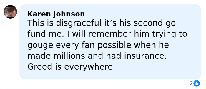 Comment criticizing James Van Der Beek's family GoFundMe, sparking fiery debate about hiring a money manager.