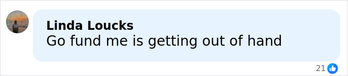 Comment on GoFundMe controversy saying fundraisers are getting out of hand in online discussion.