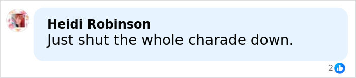 Comment reading Just shut the whole charade down, in a social media post about Kate Middleton and Prince William's anxiety and tension on red carpet.