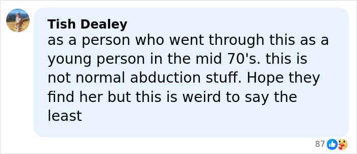 Comment by Tish Dealey describing a personal view on a disturbing theory about Savannah Guthrie's mom disappearance.