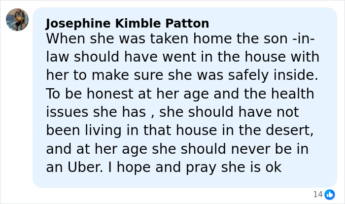 Facebook comment discussing concerns about the disappearance of Savannah Guthrie's mom and related safety issues.