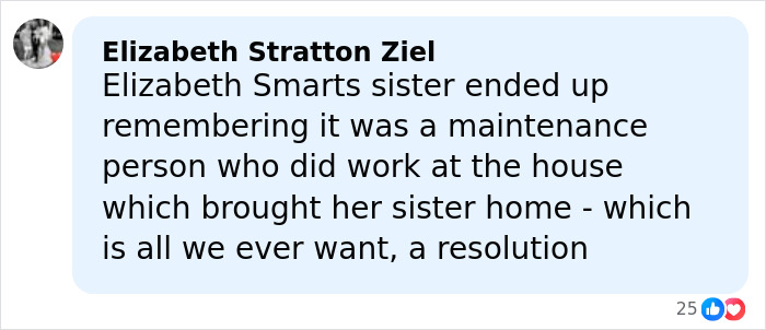 Comment by Elizabeth Stratton Ziel about a maintenance person linked to the disappearance of Savannah Guthrie's mom.