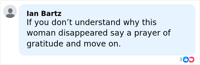 Comment about North Carolina mom of three who disappeared 24 years ago and reasons behind her abandonment.