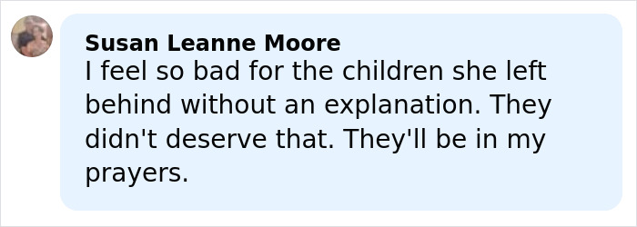 Comment expressing sympathy for children left behind by a North Carolina mom who disappeared 24 years ago.