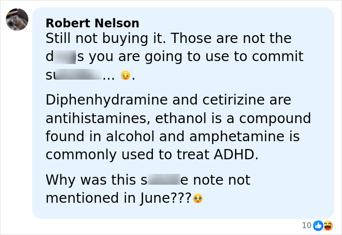 Comment discussing d**g substances and questioning details in police report related to Anne Burrell's tragic passing. Comment discussing d**g substances and questioning details in police report related to Anne Burrell's tragic passing.