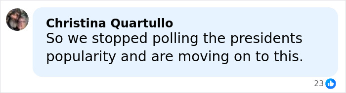 Comment by Christina Quartullo about shifting focus from presidential popularity polls to a fresh poll on Melania Trump.