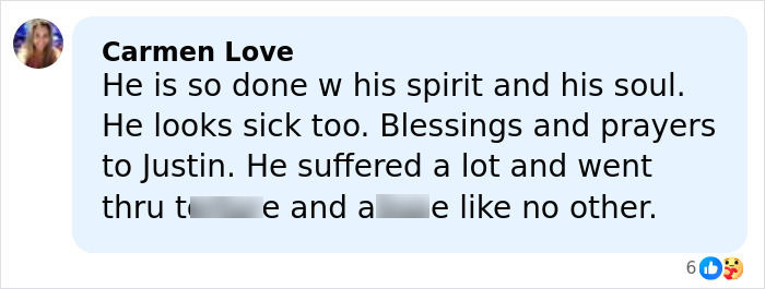 Alt text: Comment expressing concern about Justin Bieber’s behavior, highlighting emotional and physical struggles during tense moment Alt text: Comment expressing concern about Justin Bieber’s behavior, highlighting emotional and physical struggles during tense moment