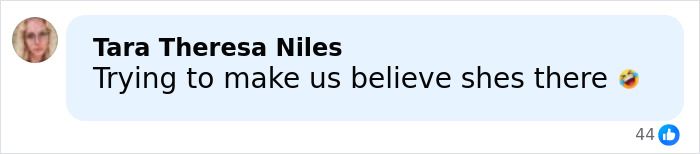 Social media comment doubting Ghislaine Maxwell's presence in prison with laughing emoji reaction. Social media comment doubting Ghislaine Maxwell's presence in prison with laughing emoji reaction.