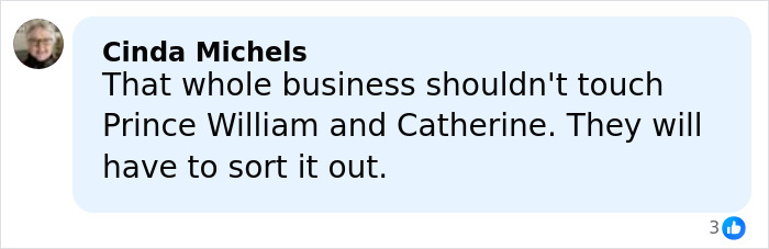 Comment by Cinda Michels expressing support for Prince William and Catherine amid anxiety and tension on the red carpet.