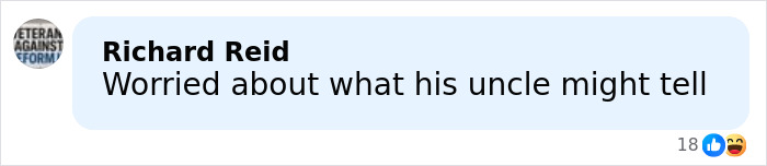 Comment by Richard Reid expressing worry about what his uncle might reveal, reflecting anxiety and tension.