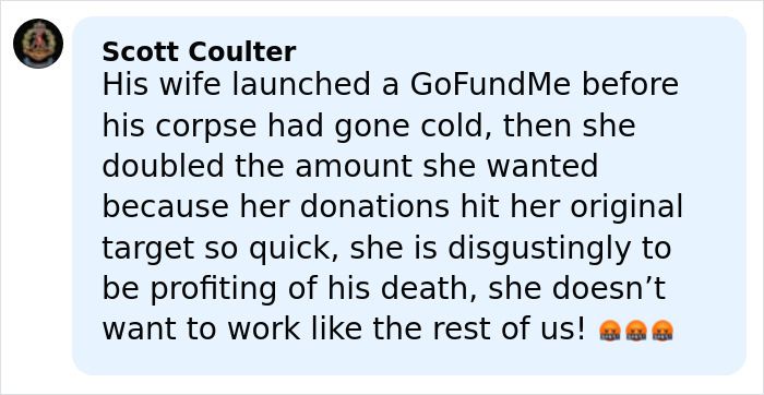Comment criticizing James Van Der Beek family GoFundMe, sparking debate about hiring a money manager.