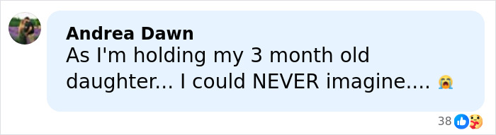 Screenshot of a heartbreaking social media comment from a young parent about the tragic passing of their baby girl.