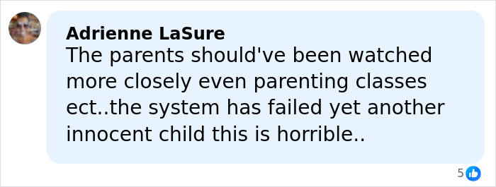 Screenshot of a social media comment discussing young parents and the tragic passing of a baby girl in a heartbreaking exchange.