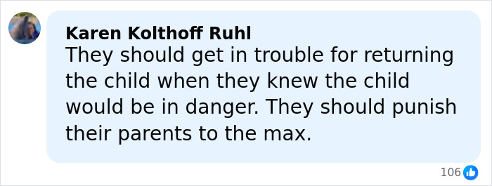 Comment by Karen Kolthoff Ruhl condemning young parents for risking baby girl's safety, highlighting a horrifying exchange exposed online.