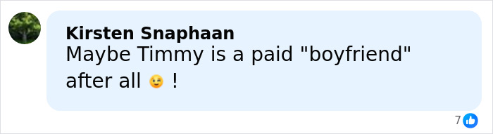 Comment on social media mentioning Timoth&eacute;e Chalamet as a possible paid boyfriend sparking speculation.