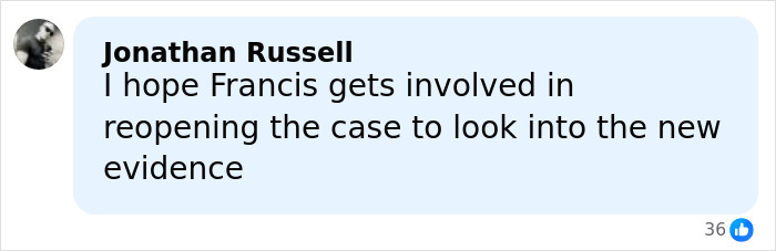 Comment by Jonathan Russell expressing hope for reopening Kurt Cobain homicide case with new evidence.