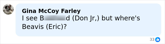 Comment mentioning Trump&rsquo;s kids Don Jr. and Eric with a question about their whereabouts before State of the Union speech.