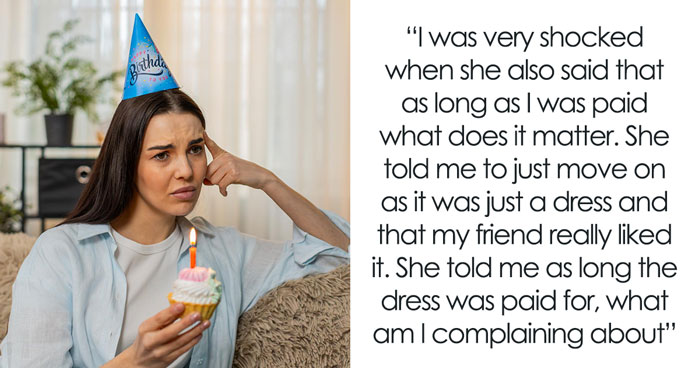 Mother Defends Daughter’s Surprise Dress “Purchase”, Baker Friend Refuses To Serve Cake
