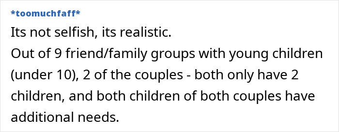 Text post discussing how cousin&rsquo;s autistic kids influenced woman&rsquo;s decision about becoming a mother, reflecting on limits.
