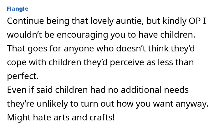Screenshot of an online comment discussing limits and challenges of parenting children with autism.