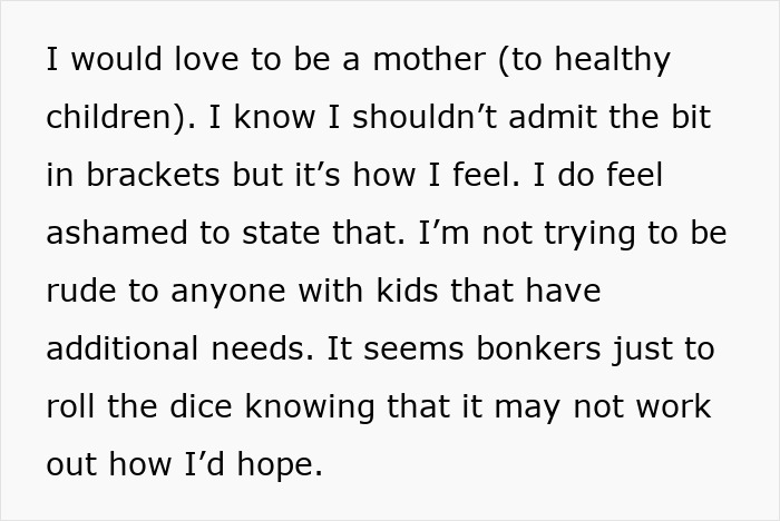 Text excerpt discussing a woman's reflection on motherhood and limits after knowing cousin&rsquo;s autistic kids.