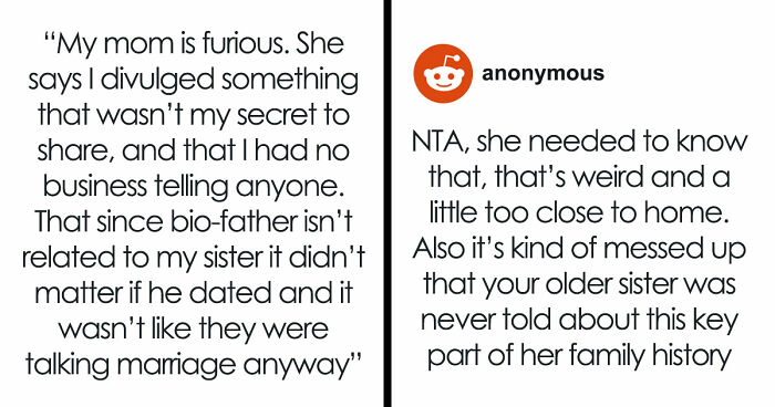 Mom Blames Daughter For Chaos After She Reveals Sister’s BF Is Her Bio-Dad