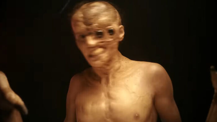 Spider-Noir villain with distorted face and multiple eyes featured in a dark trailer scene for Spider-Man Brand New Day. Spider-Noir villain with distorted face and multiple eyes featured in a dark trailer scene for Spider-Man Brand New Day.