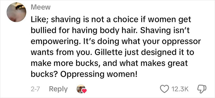 Comment explaining why beauty standards don't work, highlighting oppression and how they are used against women. Comment explaining why beauty standards don't work, highlighting oppression and how they are used against women.
