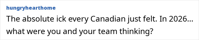 Comment criticizing Tate McRae over Team USA Olympics ad after fans question her nationality.