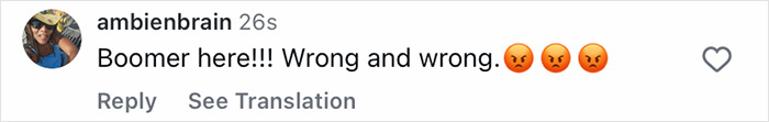 Social media comment from a user identifying as Boomer, expressing strong disagreement with angry emojis about generational views on the perfect man and woman.