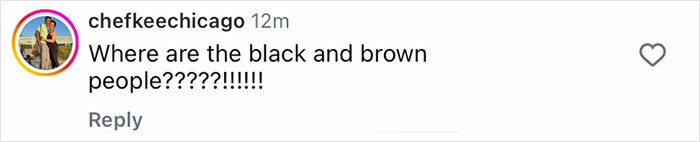 Instagram comment asking about representation of black and brown people in a discussion on the perfect man and woman by generation.