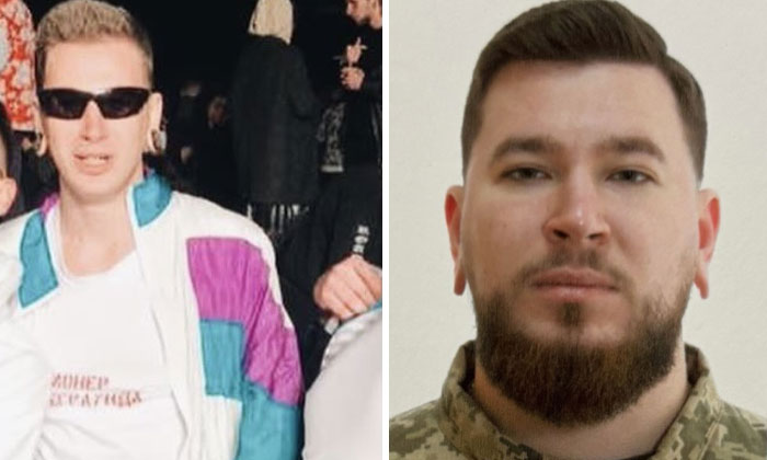 Before-and-after photos showing the transformation of a Ukrainian soldier before and during the war.