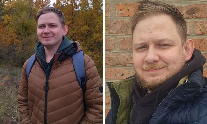 Before-and-after photos showing the powerful transformation of Ukrainian soldiers before and after the war.