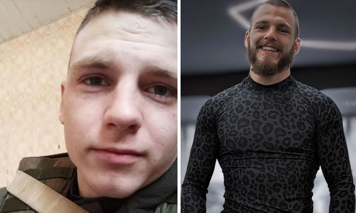 Before-and-after photos of two Ukrainian soldiers showing powerful transformations after the war experience.