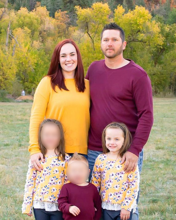 Family portrait outdoors with parents and children, highlighting Utah dance mom&rsquo;s mean texts and parent clash in Vegas tragedy context