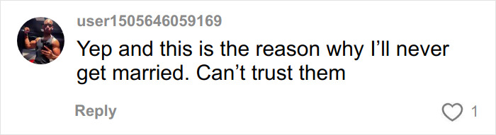 Screenshot of an online comment expressing distrust in relationships related to a disturbing school employee confession video.