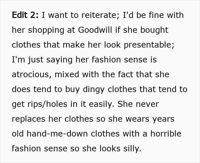 Man feels embarrassed by girlfriend&rsquo;s outdated style, reflecting her childhood trauma with worn and dingy clothes.