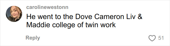 Comment about Dove Cameron's twin work on social media, related to fans stunned by Michael B. Jordan's face transformation for Sinners Twins.