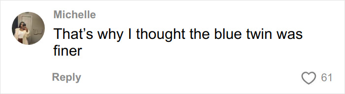 Comment from Michelle reacting to Michael B. Jordan's transformation for his Sinners twins role.