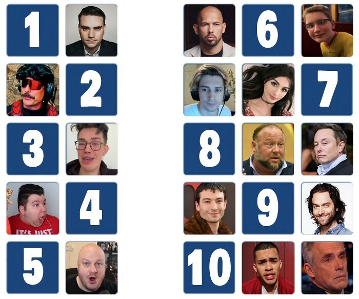 Various celebrities and internet personalities featured side by side in a flight scenario voting image.