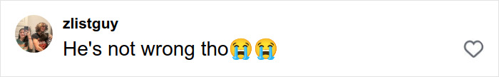 Comment on social media reading He's not wrong tho with crying face emojis, related to Joe Exotic's Epstein files post trending online.